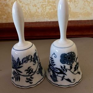 Vintage Blue Danube China Bells, Onion Pattern -Set of 2